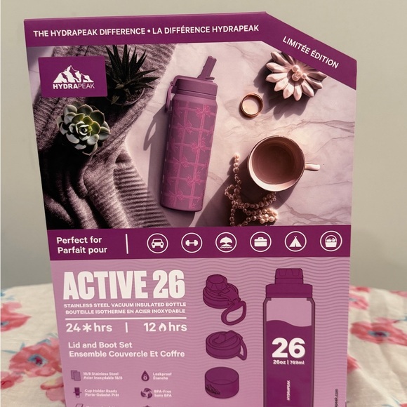 Limited Edition- Hydrapeak Active 26oz Water Bottle Set - Pink - Picture 6 of 7
